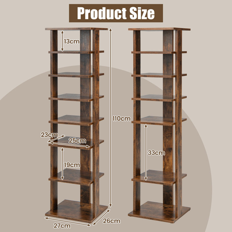 7 Pair Shoe Rack, Brown