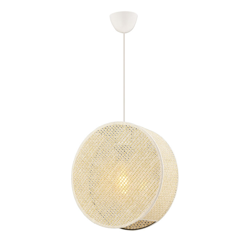 Lustre élégant en métal crème, 29,5 po x 3,5 po | Certifié CE, douille E27 (60 W maximum) | Superbe conception avec capuchon en coton, hauteur totale: 29,5 pouces | Parfait pour l'éclairage du salon, de la salle à manger et du vestibule