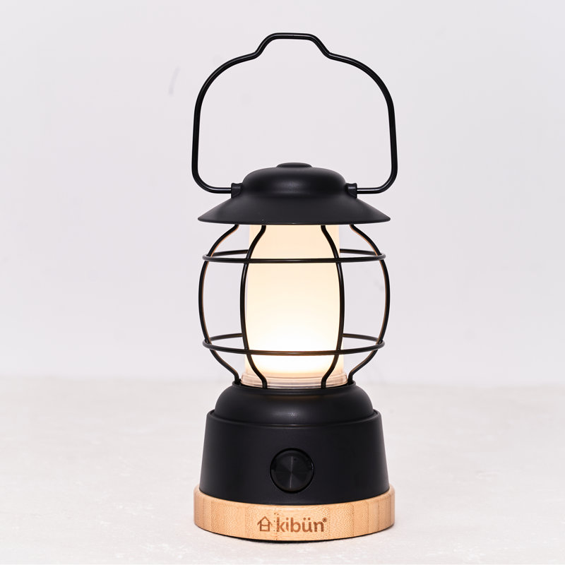 S'mores Cordless LED Outdoor Table Lamp With Dimmer, Built-In Rechargeable Battery, 3-Level Brightness With Power Bank, Black