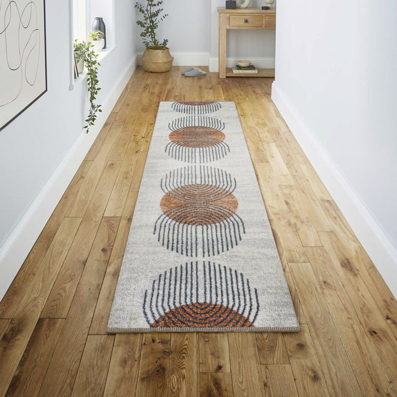 Tapis crème / terra lavable à la machine Lakysha, Tapis de couloir 2 pi x 7 pi 10 po