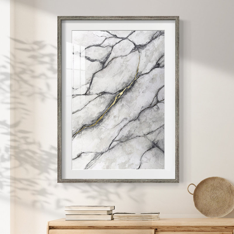 White Marble II -Framed Print, Distressed, 28.5" H x 20.5" W