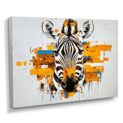 Aquarelle, portrait de zèbre moderne - art mural zèbre