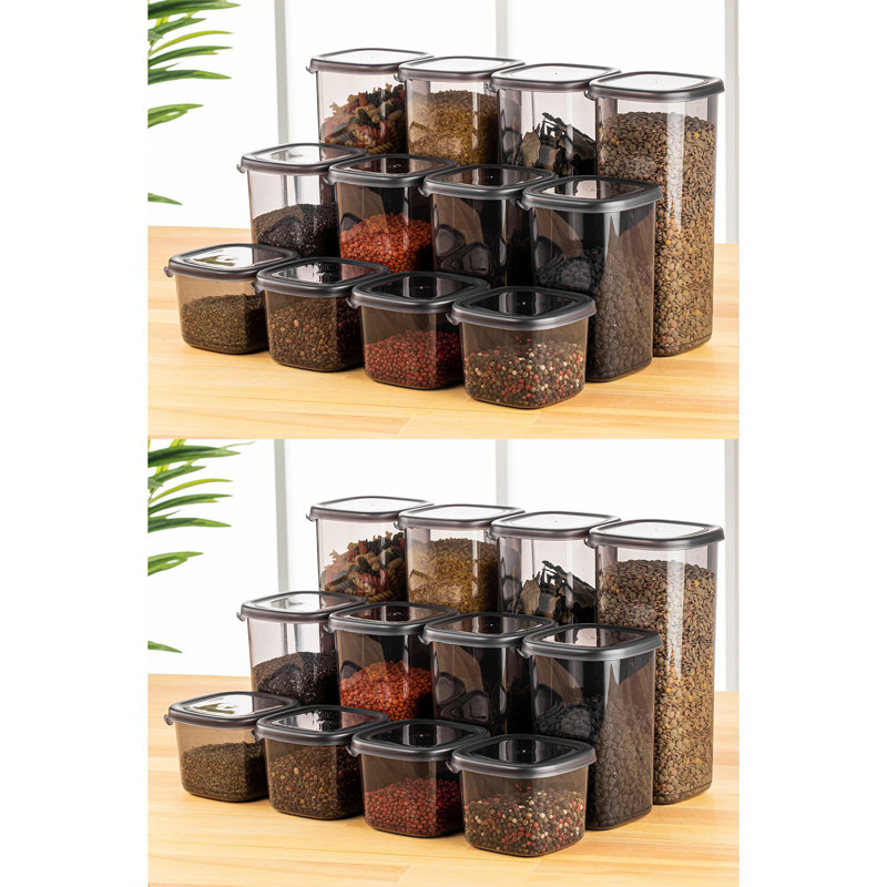 Ensemble de boîtes de rangement en plastique de qualité supérieure (24 pièces) | Couleur anthracite | 8 x 8 x 3,7 po (550 ml), 8 x 8 x 6,5 po (1200 ml), 8 x 8 x 9,6 po (1750 ml) | Sans BPA, va au lave-vaisselle | Idéal pour organiser les espaces de la maison et du bureau