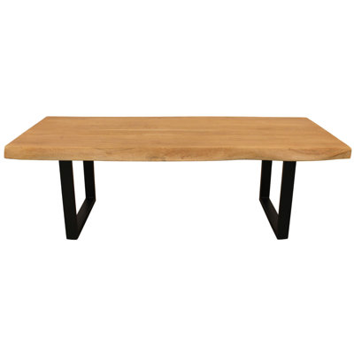 Gracie Mills 59" Natural And Black Solid Wood And Iron Live Edge Coffee Table – Industrial