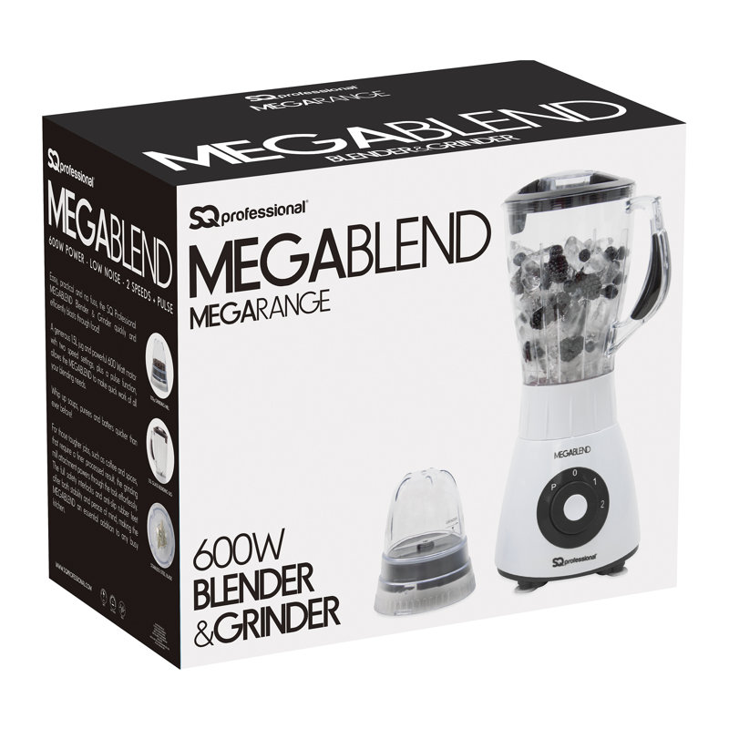 SQ Professional Mega 2 Speed 1500ml Countertop Blender, Coal Black