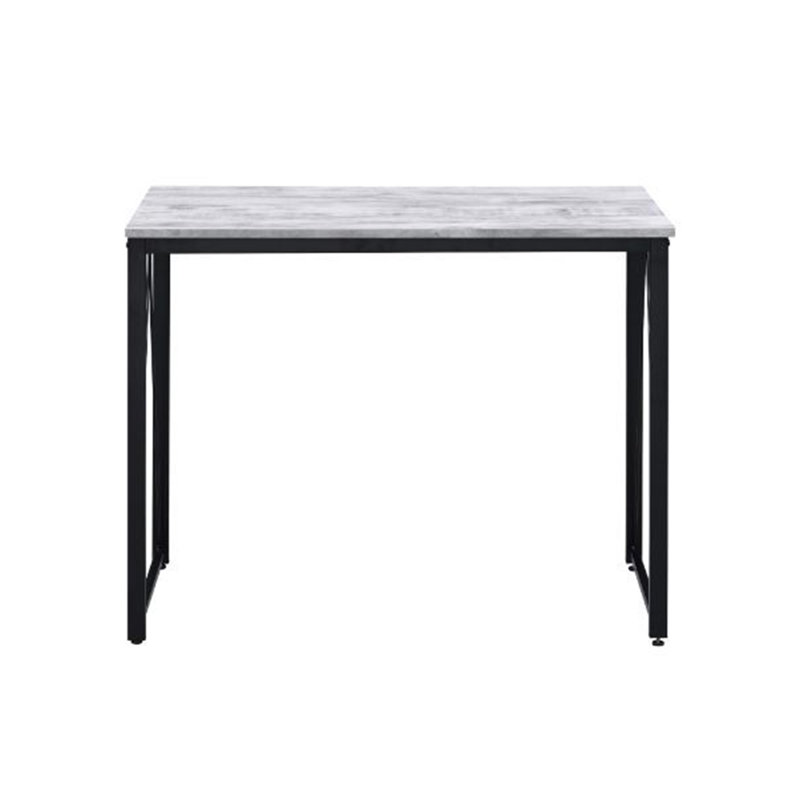 Bureau d'écriture rectangulaire avec base en métal, Blanc antique, H 28 po x l 35 po x P 18 po