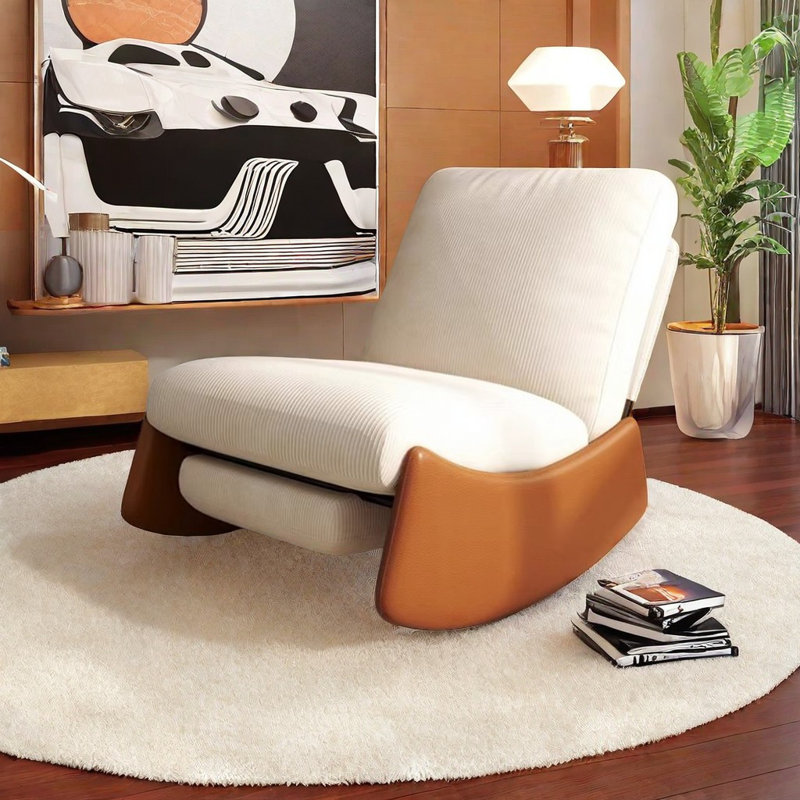 Chaise berçante simple de style européen, Blanc cassé