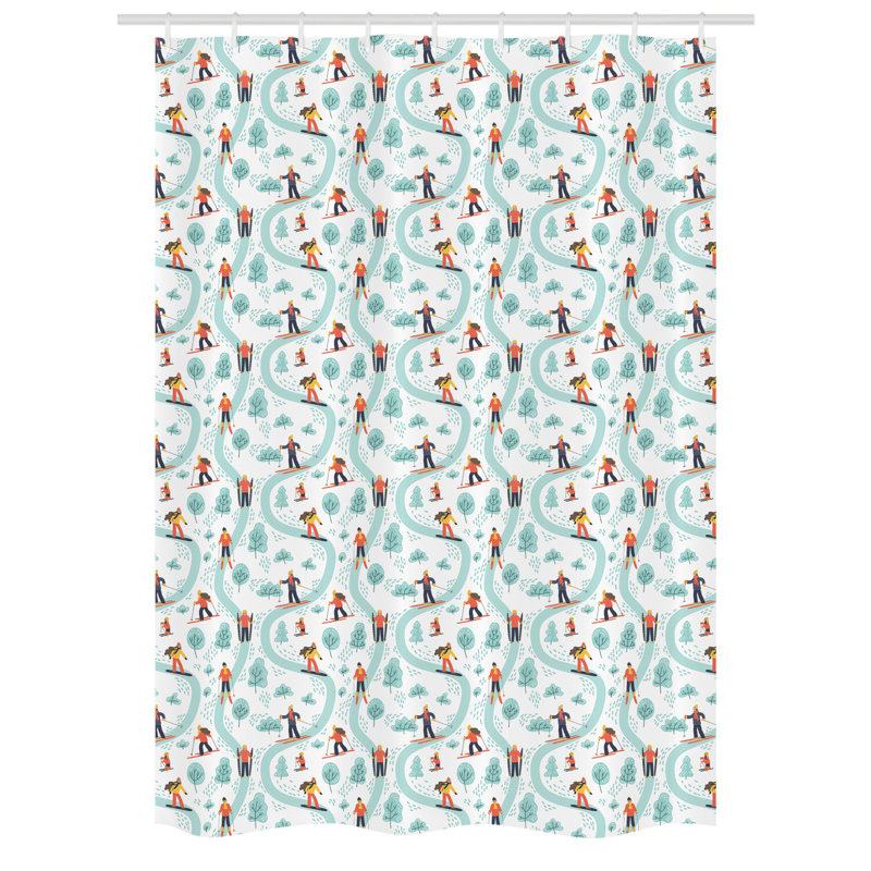 Geometric Shower Curtain with Hooks Included, 54" W x 78" L