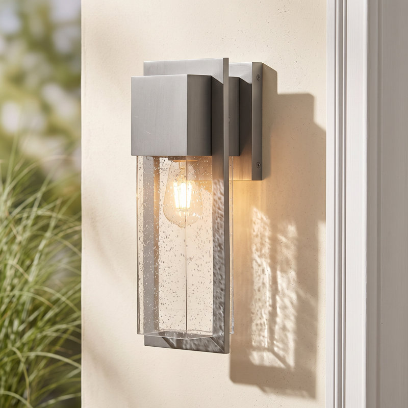 Kimora Medium Outdoor Wall Mount Lantern with Anti-Fade Finish, Gray, 15.7" H x 6.2" W x 4.7" D