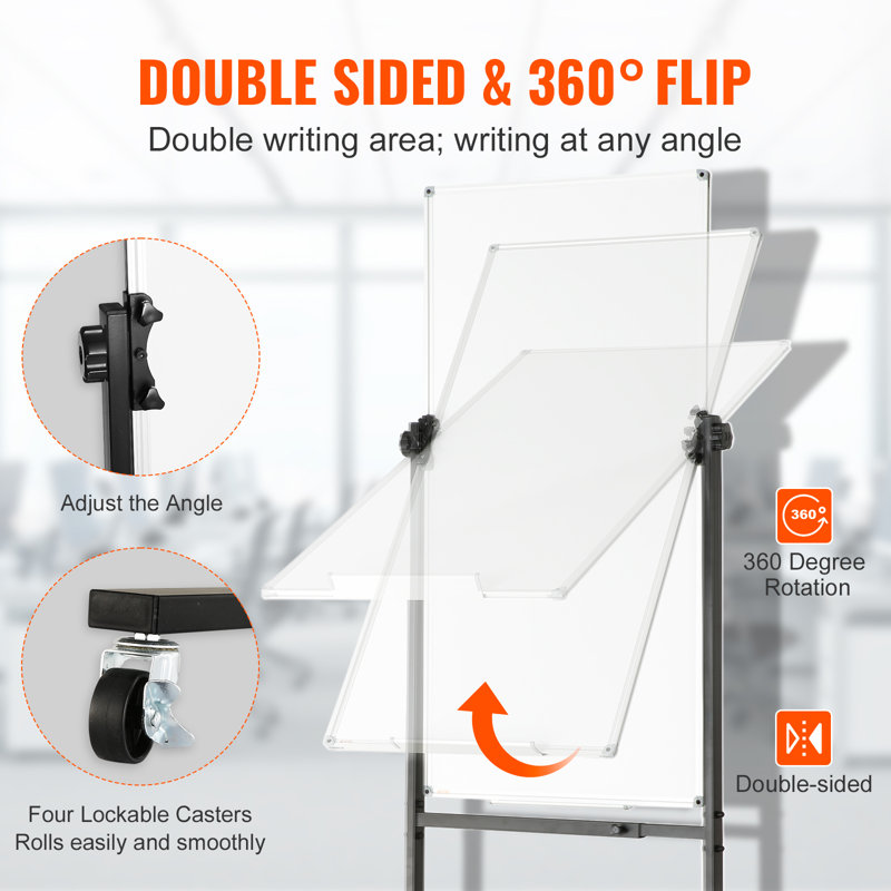 Free Standing Steel Reversible Magnetic Small 2' - 4' Framed Whiteboard, 80" x 24"