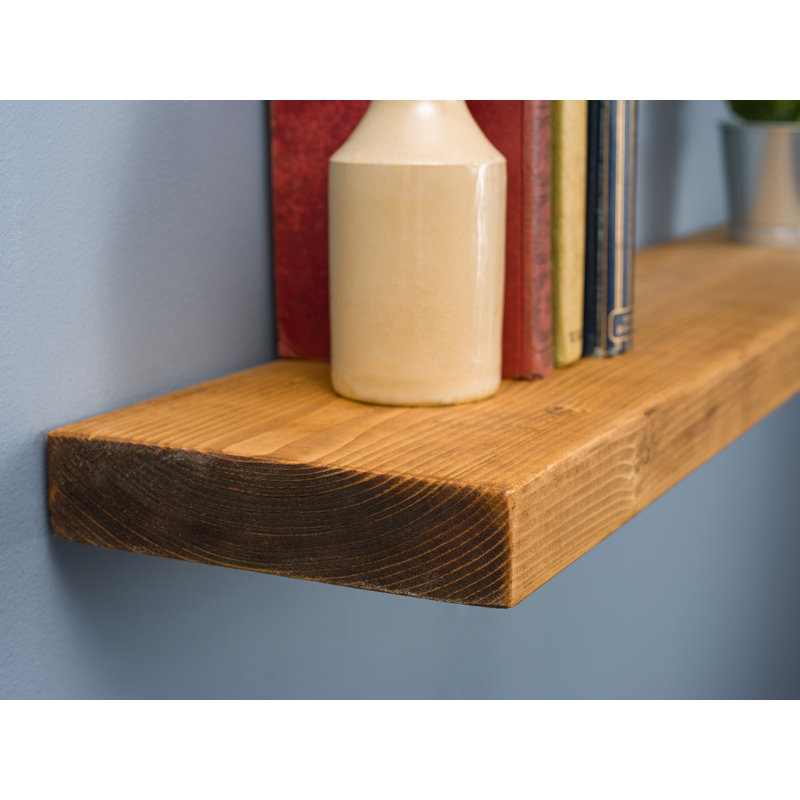 Petra Pine Solid Wood Floating Shelf, 4.5cm H x 70cm W x 20cm  D, Light Brown