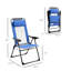 Chaise de patio pliante de 2 personnes, chaise longue bleue à dossier réglable et amovible pour l'extérieur