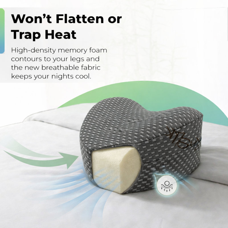 Memory Foam Knee Pillow for Side Sleepers with Rayon From Bamboo Cover, Leg Pillow for Side Sleeping Support, Knee Wedge Pillow for Body Pain