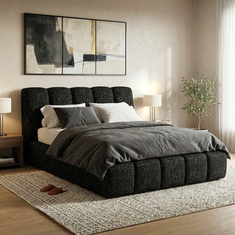 Lit plateforme touffeté Premier Modern, Queen, Black
