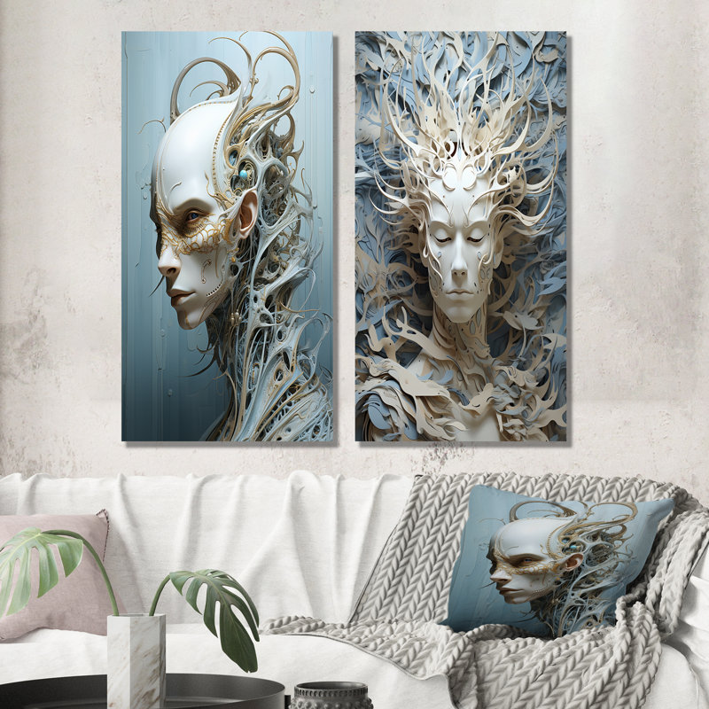 Mythique créature extraterrestre, ensemble de 2 impressions sur toile Aliens, H 40 po x l 41 po, Toile tendue