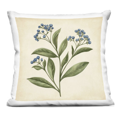 Coussin Blue Buds Botanical Illustration