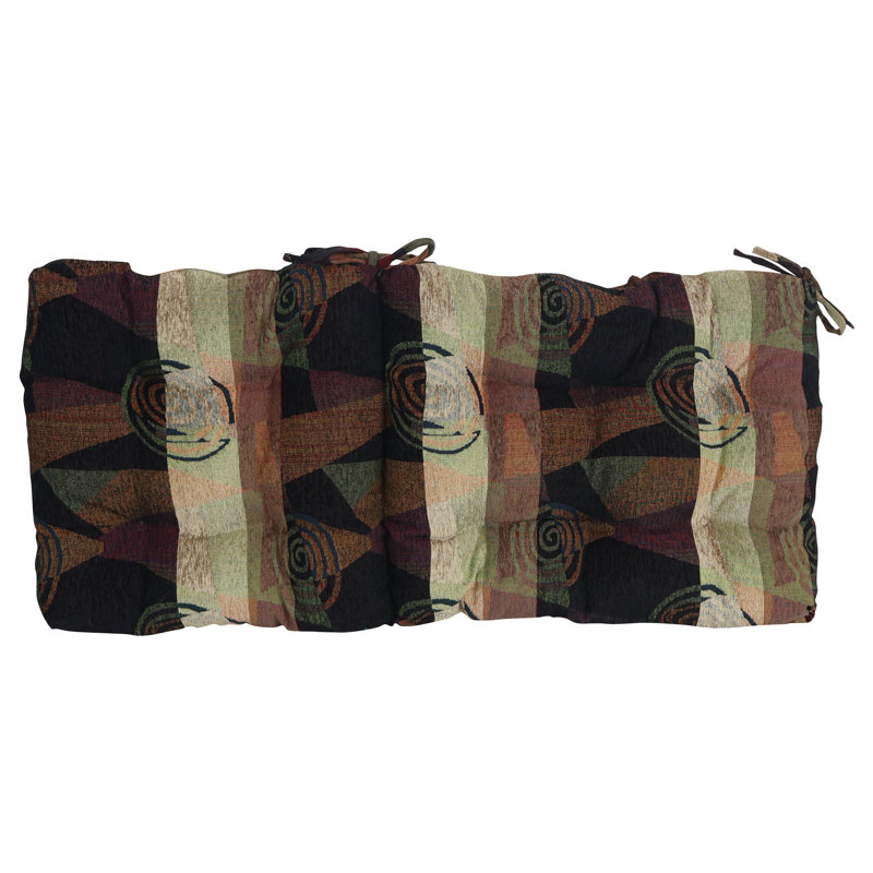 Jacquard Chenille Tufted Seat/Back Chair Cushion, Brown/Black Abstract, 18" W x 18" D