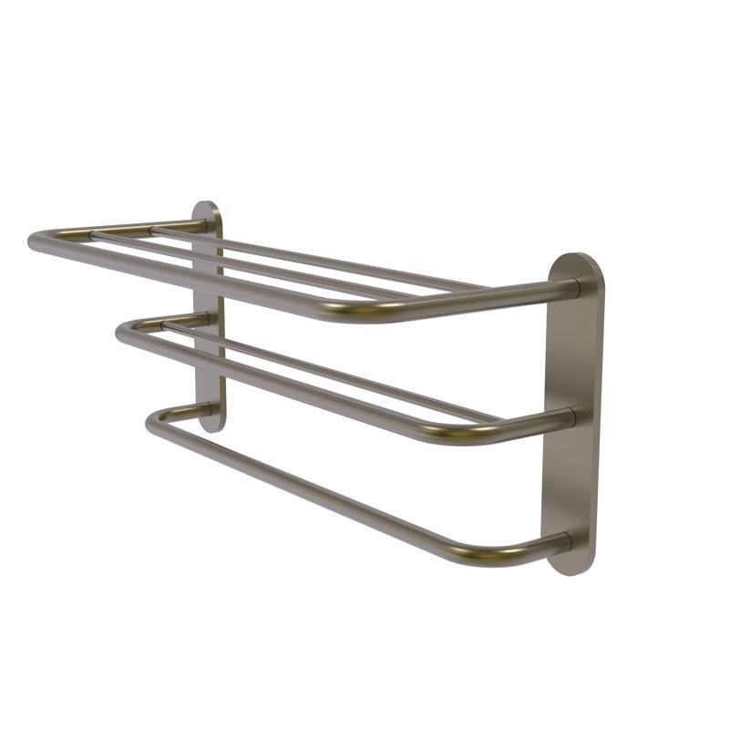 Bineta Metal Tiered Shelf with Towel Bar, Antique Brass