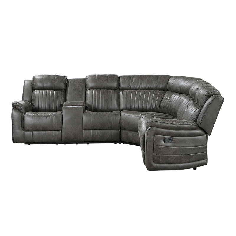 Canapé modulaire inclinable Hisse LAF, Microfibre / microsuède gris brunâtre