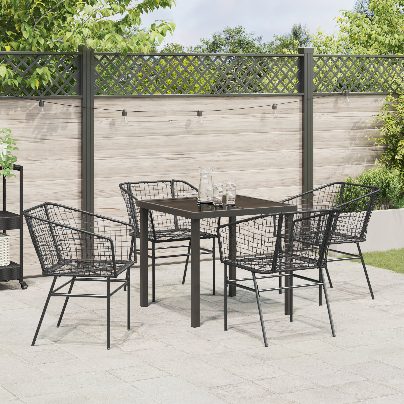 17 Stories 5 Piece Garden Dining Set Brown Poly Rattan | Wayfair.co.uk