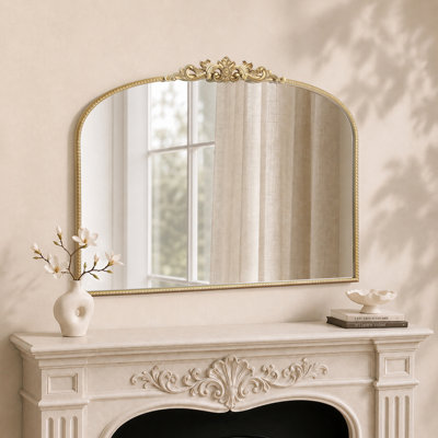 Kiany Glass Arched Wall Mirror with Durable Iron Frame