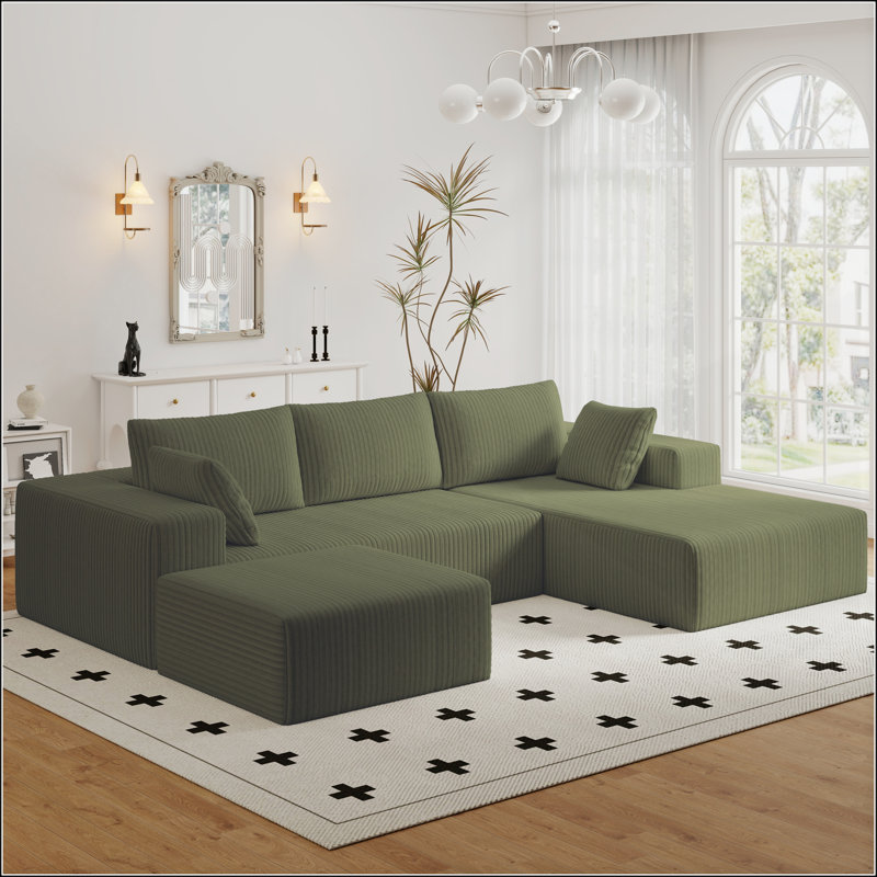 Repose-pieds surdimensionné en velours côtelé 27,55 po