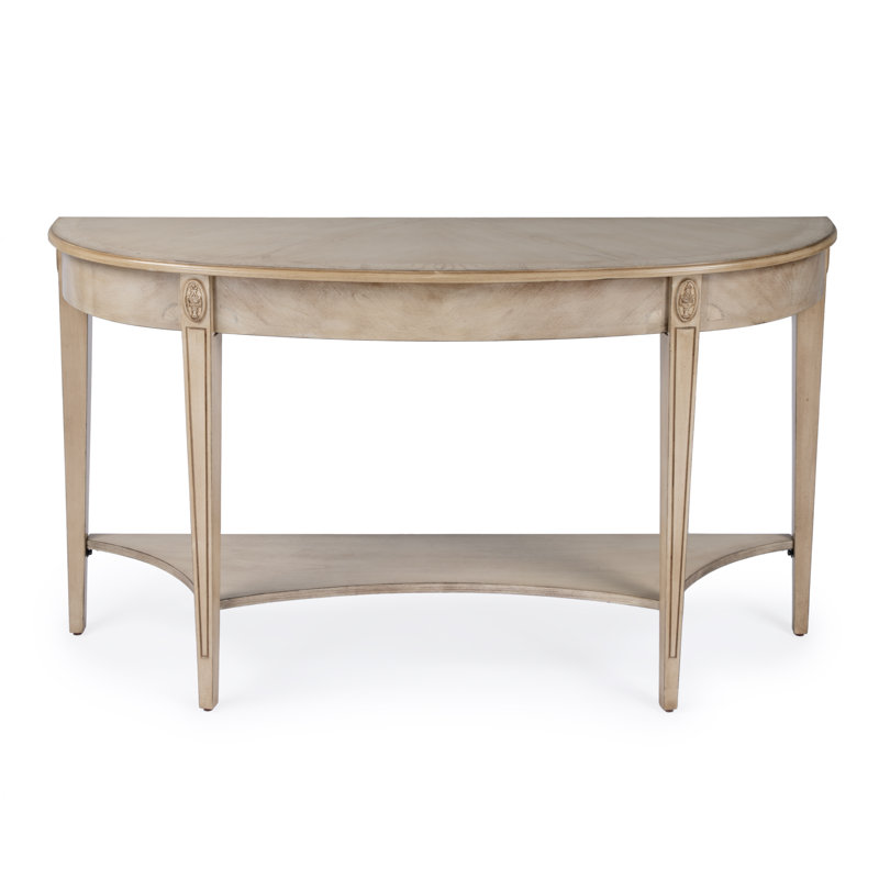 Astor 54"W Demilune Console Table, Antique Beige
