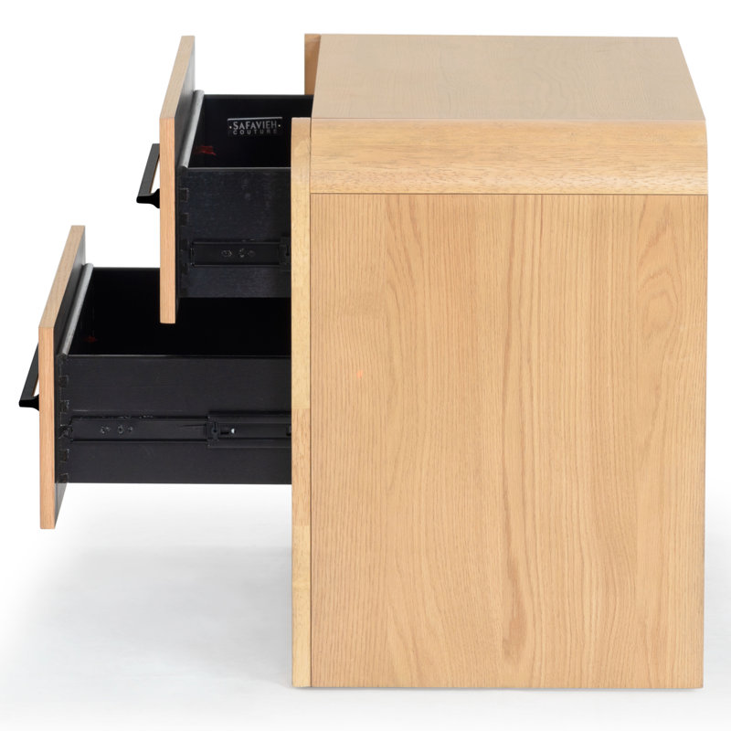 Katrina Wood 2 Drawer Nightstand, Natural
