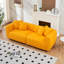 Pouf 3 places de 226 cm (89 pouces), structure en bois massif, pieds en métal, 4 coussins, lin et coton jaune, coussins doux pour la nuque, oreillers lavables, idéal pour un salon, un bureau ou une réception.