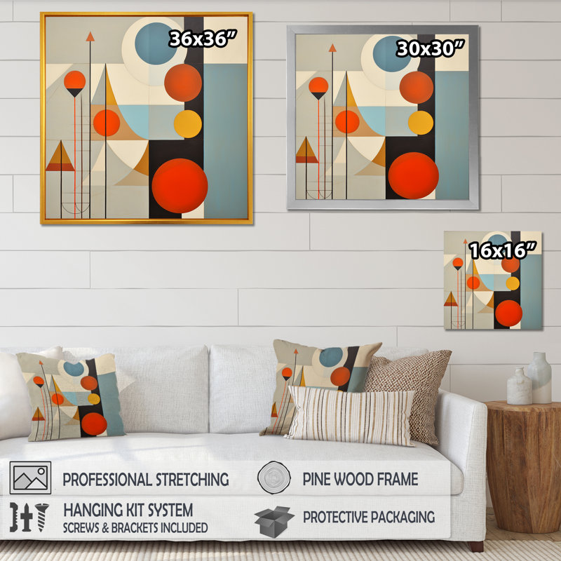 «Serendipity Abstract Mid-Century Geometrics I - Abstract Midcentury», art mural, H 16 po x l 16 po x P 1 po, Toile tendue