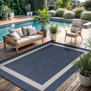 Mekih Geometric Blue Indoor / Outdoor Area Rug Set