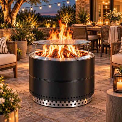 20" Smokeless Fire Pit with Grill Grate & Carry Bag