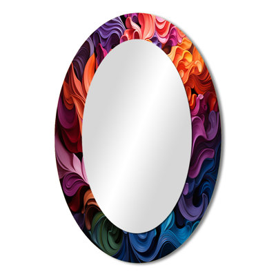Opt Art Vibrant Illusions II - Multi-Color Oval Wall Mirror Decor