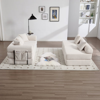 Canapé-lit convertible pliant, avec structure fixe et main courante avec coussin, canapé-lit pliant en velours côtelé Cloud, lit en mousse à mémoire de forme pliable dans le salon / dortoir / chambre d'amis / bureau personnel / appt