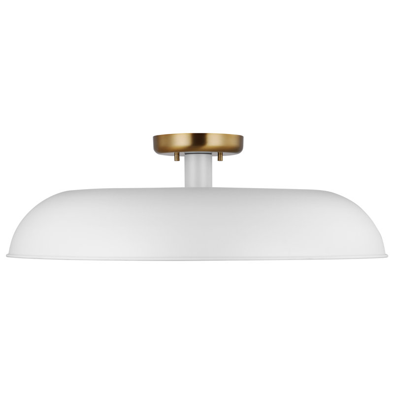 Plafonnier semi-encastré 1 lumière Bethany, Laiton bruni, Blanc, H 7,63 po x l 24 po x P 24 po