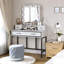 Bureau de coiffeuse avec miroir Hollywood 3 couleurs et 4 tiroirs-2100103855
