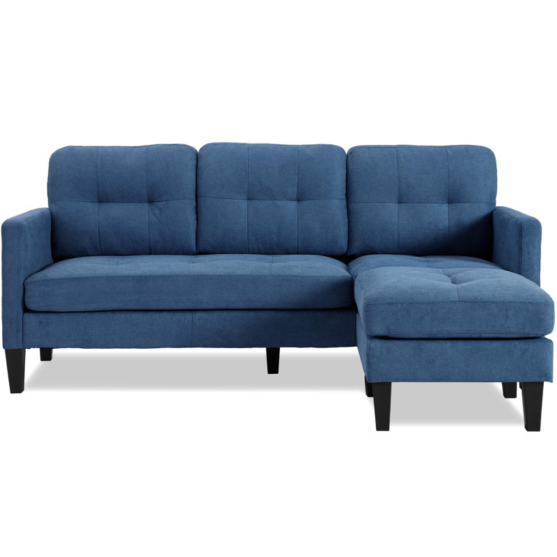 L-Shaped Sofa With Reversible Chaise, Convertible Couch With Washable Covers, Compact Living Room Furniture For Apartments & Small Spaces