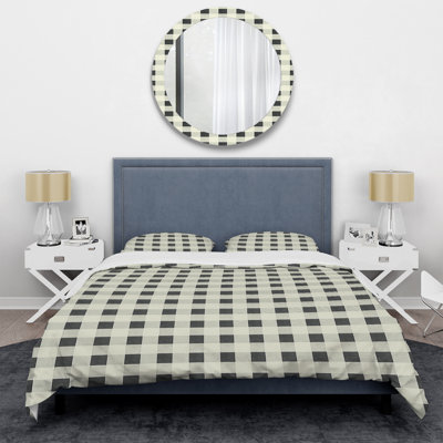 Ensemble de housse de couette moderne noir et blanc Gingham Print I