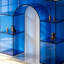 Console arquée bleue en acrylique-133691013