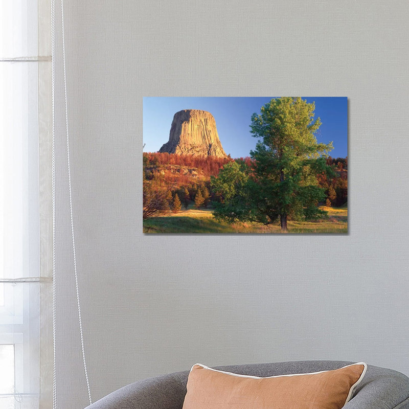 Devil's Tower National Monument Showing Famous Basalt Tower, Sacred Site For Native Americans, Wyoming I by Tim Fitzharris - Wrapped Canvas Print