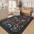 Floral Machine Washable Rug Non-Slip Farmhouse Floor Cover, Stain-Resistant Low Pile Indoor Carpet Mat for Living Room-1937429498