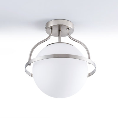 11.2‘’-1 Light  Sphere Globe Frosted Glass Semi Flush Mount For Dining Room Hallway