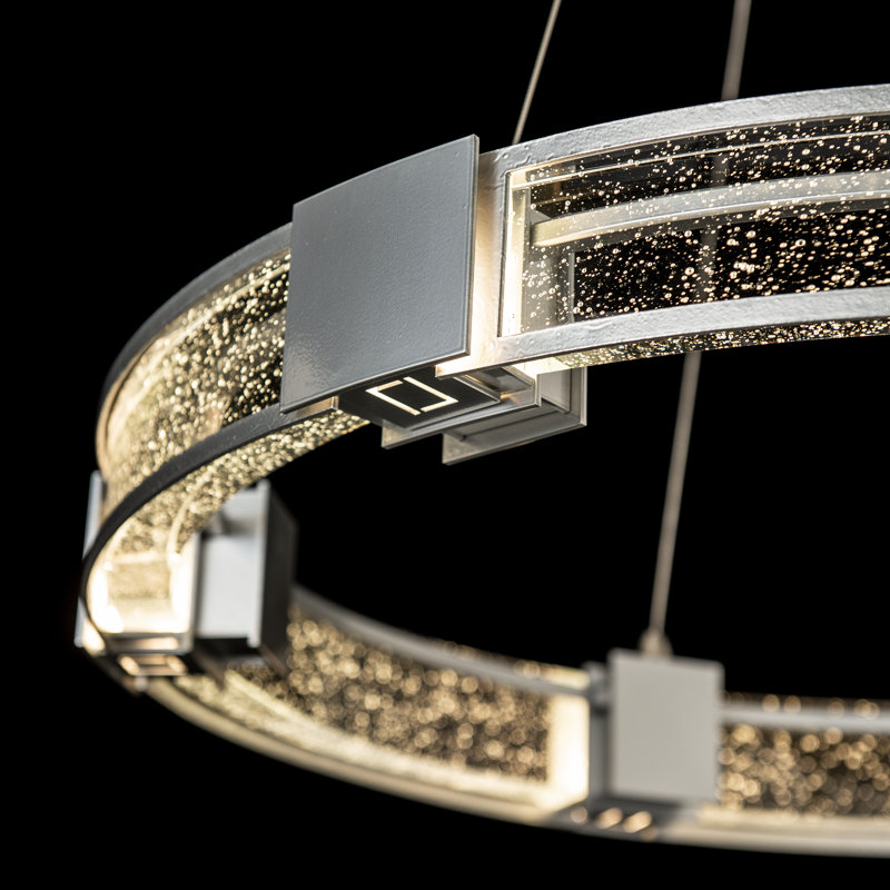 Aura Glass Ring Chandelier, Sterling, Seeded Clear Glass