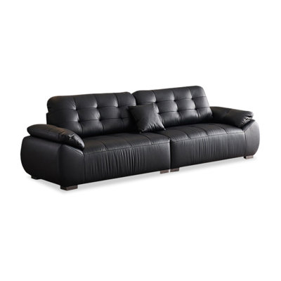 Canapé modulaire noir en similicuir