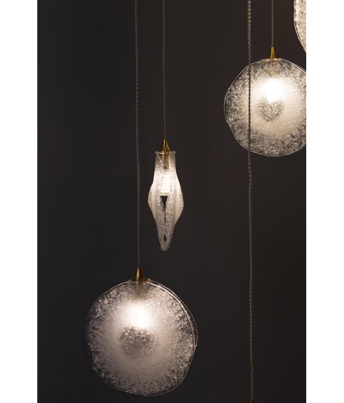 Crystal Glaze 21 - Light Cluster Pendant, Oil Rubbed Bronze, Frosted Clear, 96" H x 26" W x 26" D