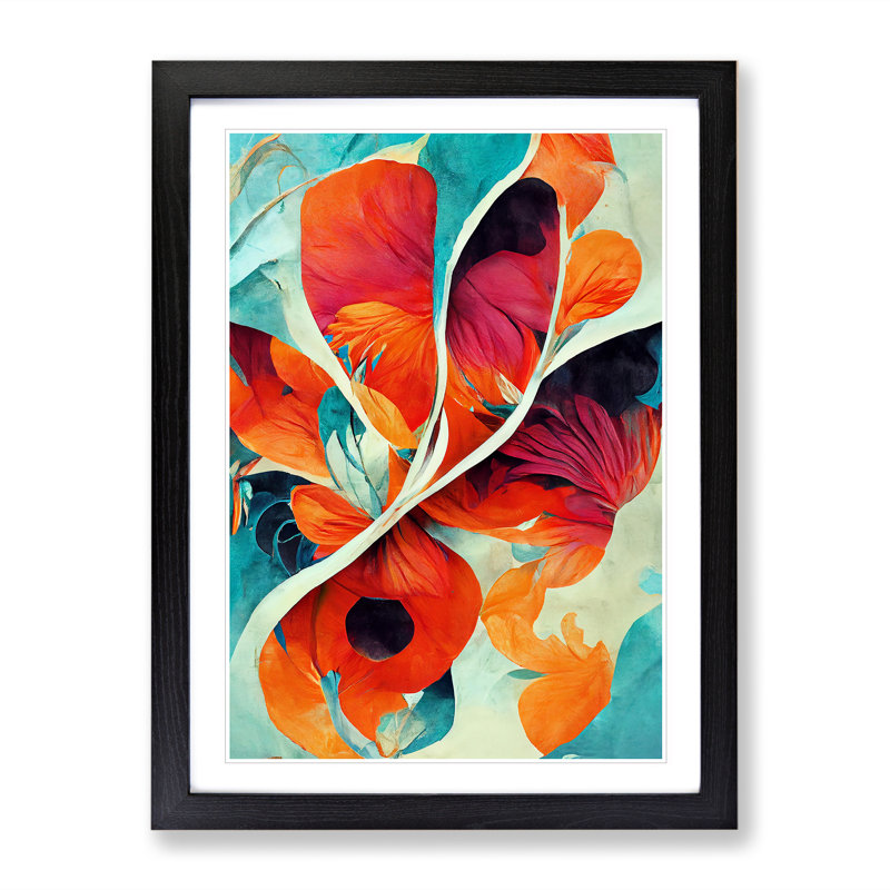XV1022-504X Amazing Abstract Flowers No.1 - Print, Black Framed, 66cm H x 48cm W
