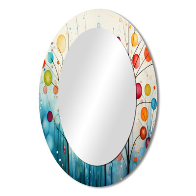 Teal Mid Century Retro Reflections - Teal Oval Wall Mirror Decor
