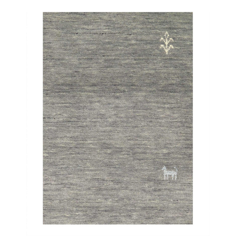 Wool Geometric Area Rug in Gray