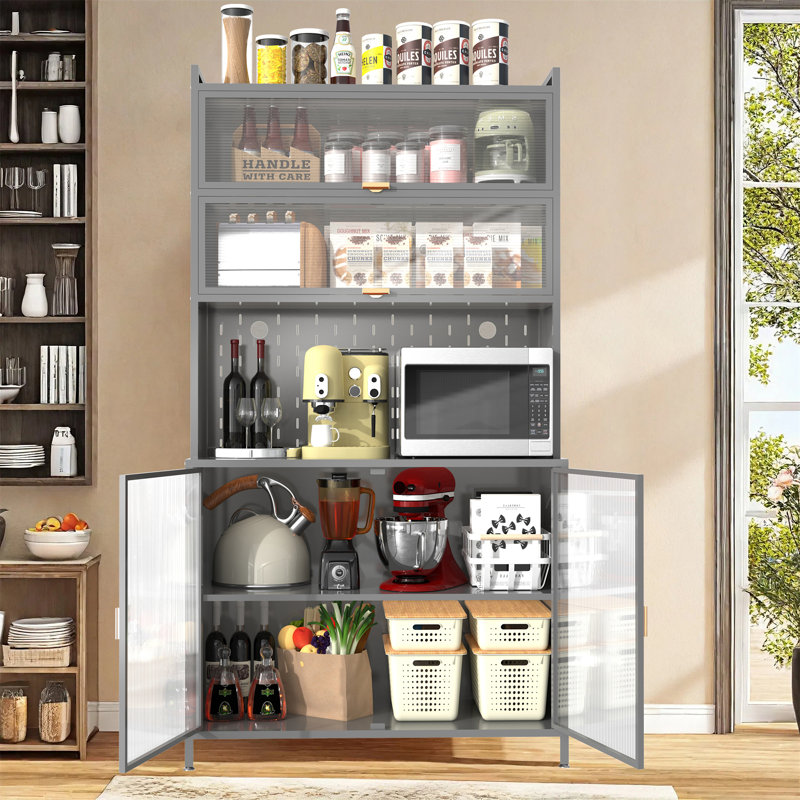 73'' Tall Kitchen Pantry Cabinet, Gray