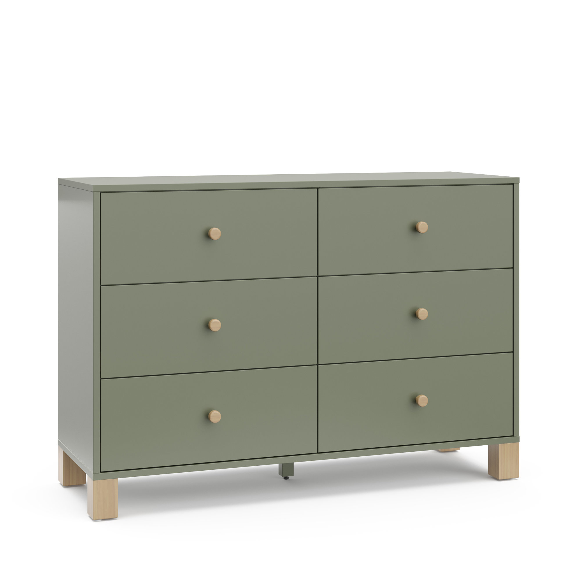 California 6 Drawer Dresser, Olive/Driftwood